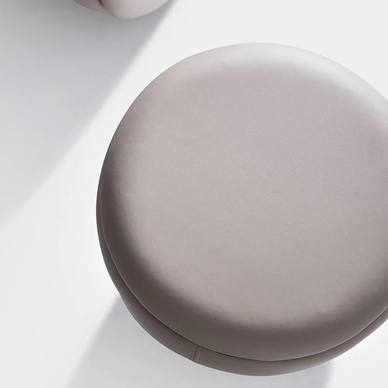 Modern Simplicity Microfiber Leather Stainless Steel Wood Round Vanity Stool For Bedroom, Living Room, And Tea Room