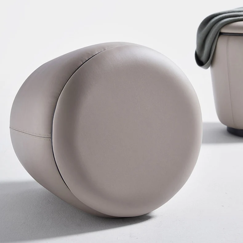 Modern Simplicity Microfiber Leather Stainless Steel Wood Round Vanity Stool For Bedroom, Living Room, And Tea Room