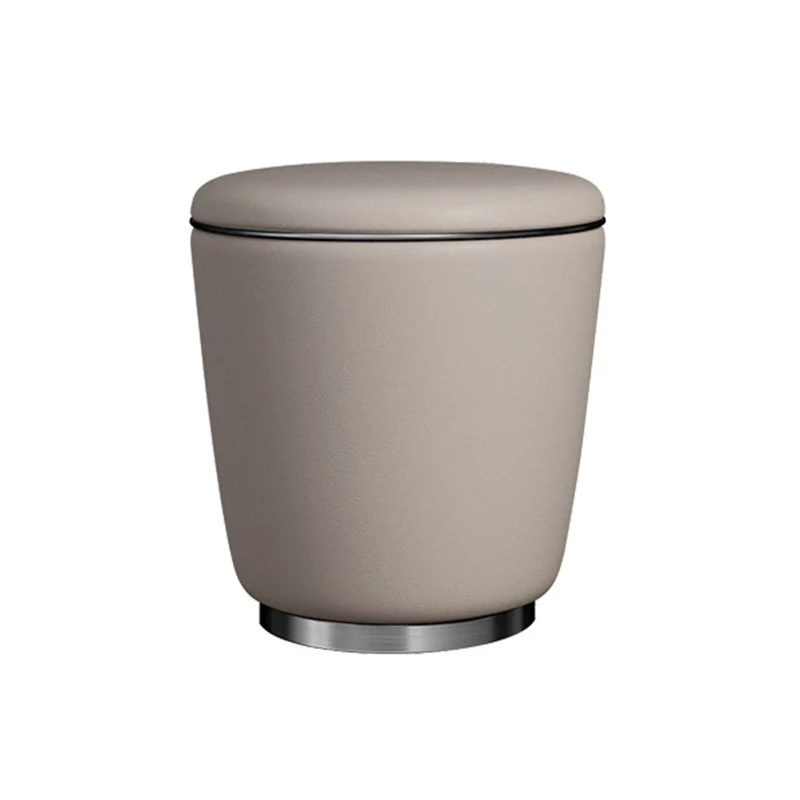 Modern Simplicity Microfiber Leather Stainless Steel Wood Round Vanity Stool For Bedroom, Living Room, And Tea Room