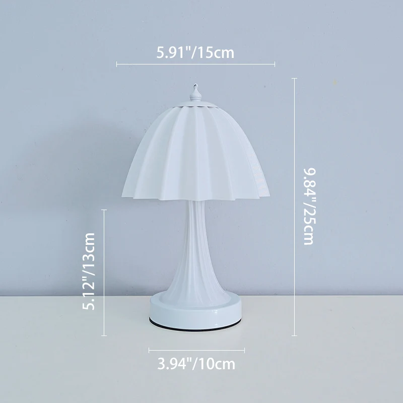 Contemporary Nordic USB Rechargeable Iron & PLA Umbrella Pleated LED Table Lamp For Bedroom