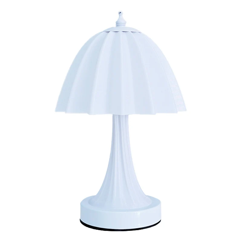 Contemporary Nordic USB Rechargeable Iron & PLA Umbrella Pleated LED Table Lamp For Bedroom