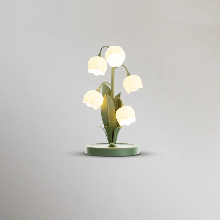 Modern Art Deco Iron And PC Floral Bedside Table Lamp With 5-Light For Living Room And Bedroom