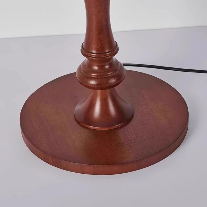 Traditional Vintage Fabric Pumpkin Shade Solid Wood 1-Light Standing Floor Lamp For Bedroom