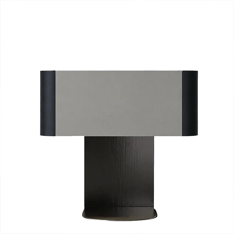 Modern Luxury Square Sintered Stone Top Smoked Wood Veneered Nightstand 1-Drawer For Bedroom