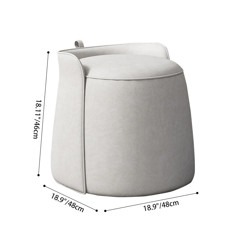 Contemporary Nordic Cylindrical Bucket Rotatable Synthetic Fabric Plywood Vanity Stool Backless Armless For Living Room