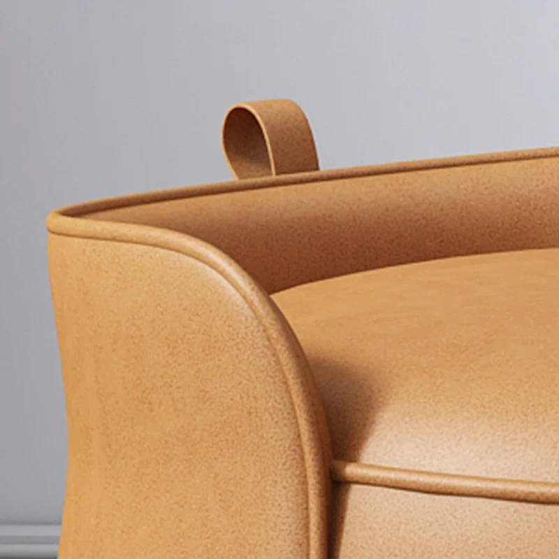 Contemporary Nordic Cylindrical Bucket Rotatable Synthetic Fabric Plywood Vanity Stool Backless Armless For Living Room