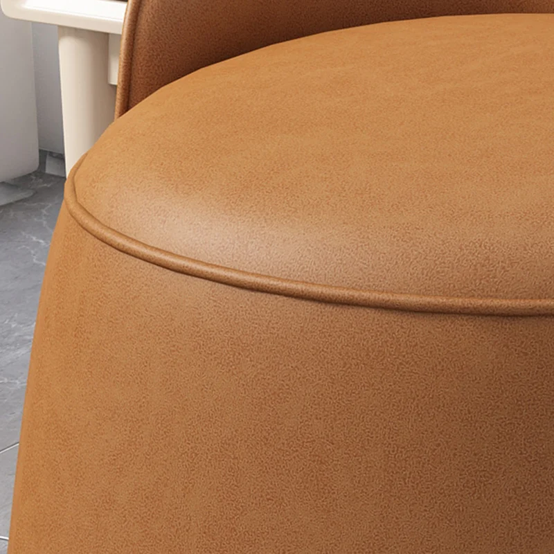 Contemporary Nordic Cylindrical Bucket Rotatable Synthetic Fabric Plywood Vanity Stool Backless Armless For Living Room