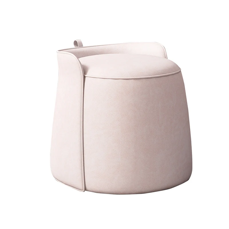 Contemporary Nordic Cylindrical Bucket Rotatable Synthetic Fabric Plywood Vanity Stool Backless Armless For Living Room