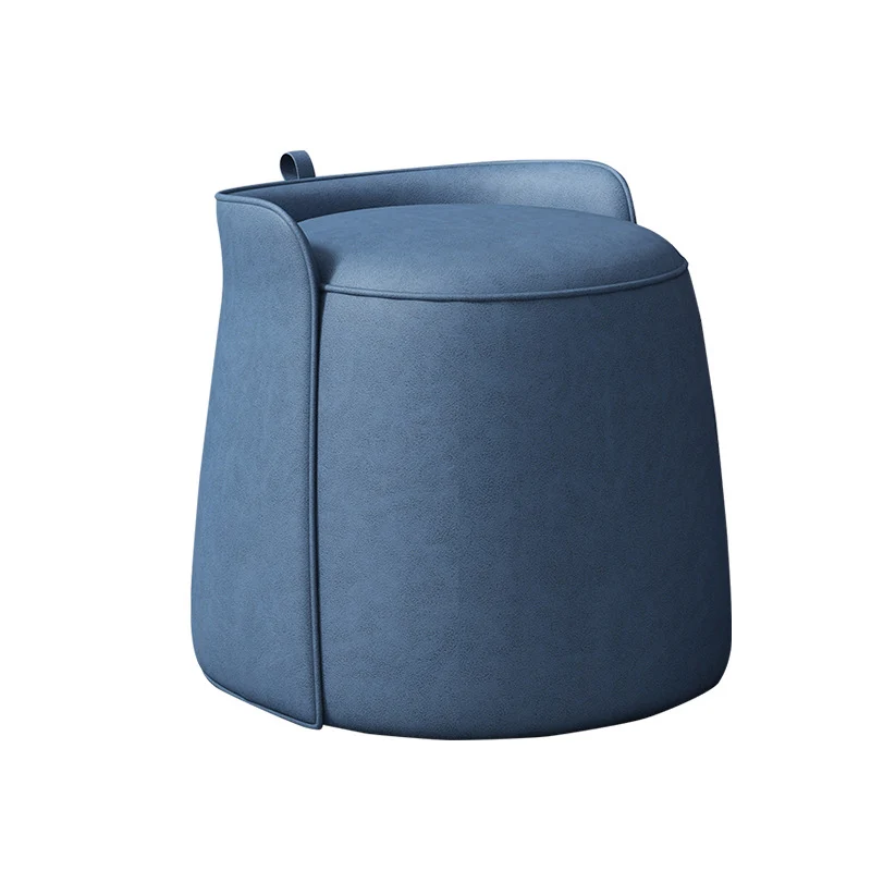 Contemporary Nordic Cylindrical Bucket Rotatable Synthetic Fabric Plywood Vanity Stool Backless Armless For Living Room