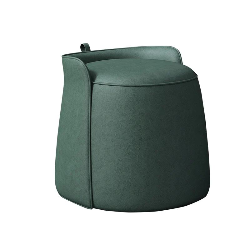 Contemporary Nordic Cylindrical Bucket Rotatable Synthetic Fabric Plywood Vanity Stool Backless Armless For Living Room