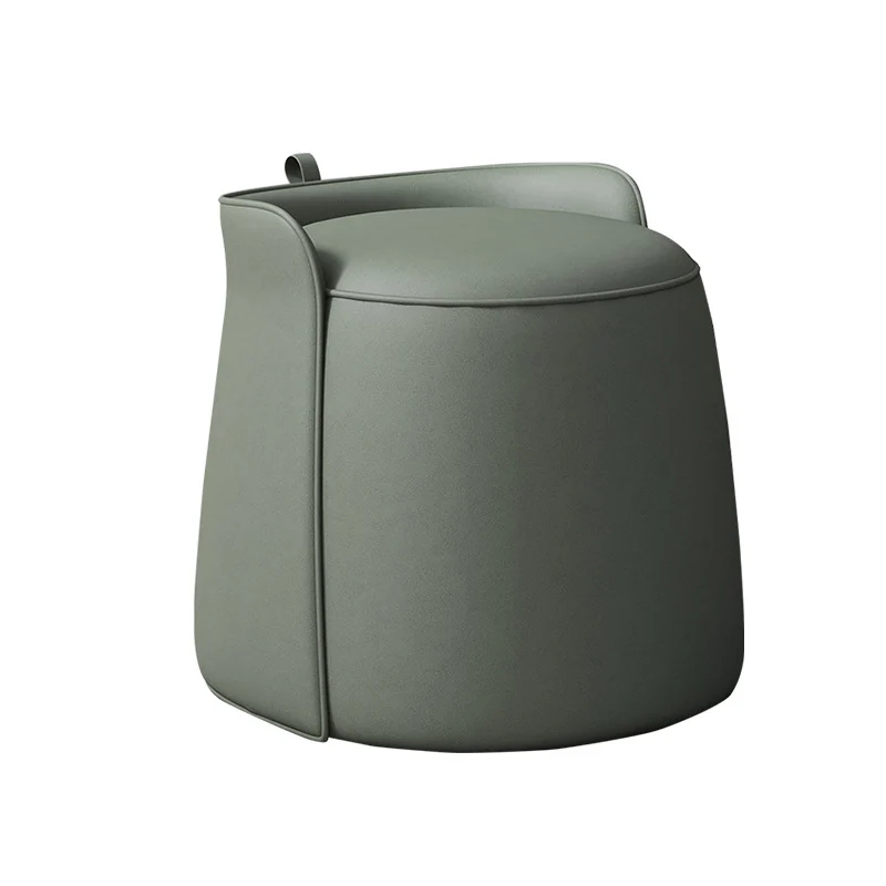 Contemporary Nordic Cylindrical Bucket Rotatable Synthetic Fabric Plywood Vanity Stool Backless Armless For Living Room