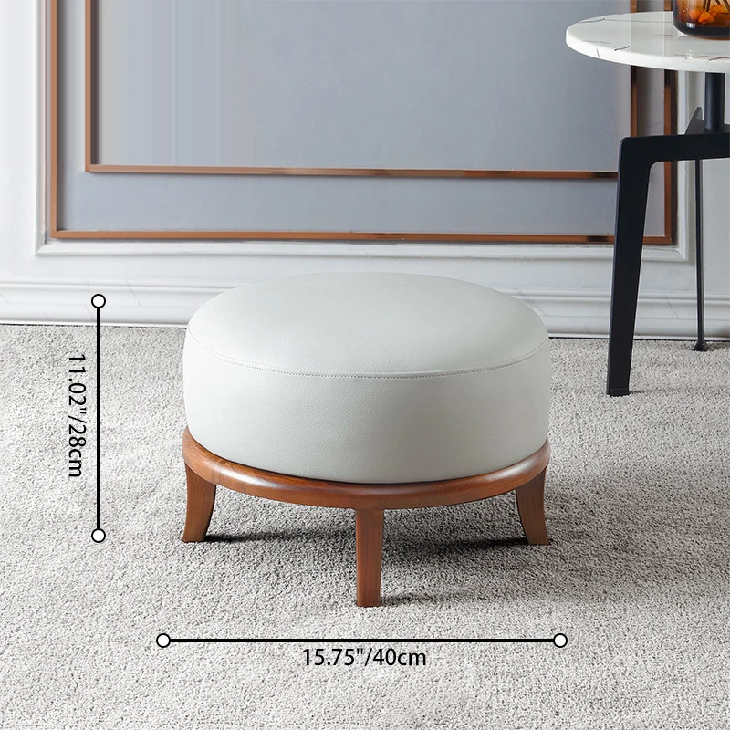 Contemporary Nordic Round Square PU Leather Ash Footstool Backless Armless For Living Room