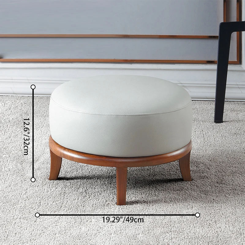 Contemporary Nordic Round Square PU Leather Ash Footstool Backless Armless For Living Room