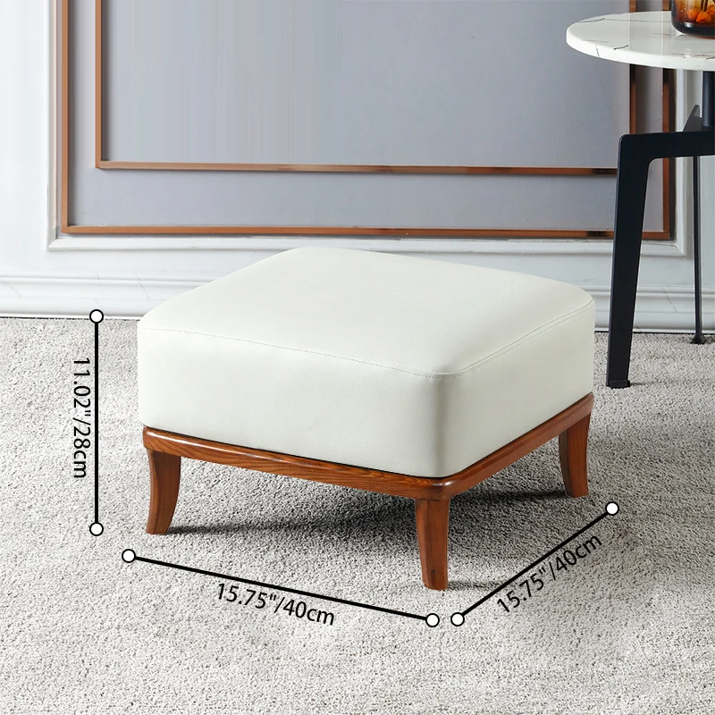 Contemporary Nordic Round Square PU Leather Ash Footstool Backless Armless For Living Room