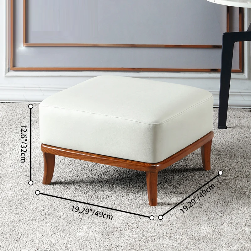 Contemporary Nordic Round Square PU Leather Ash Footstool Backless Armless For Living Room