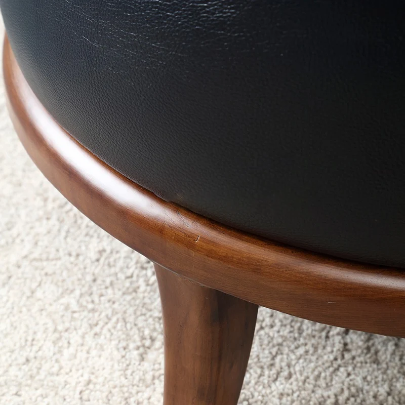 Contemporary Nordic Round Square PU Leather Ash Footstool Backless Armless For Living Room