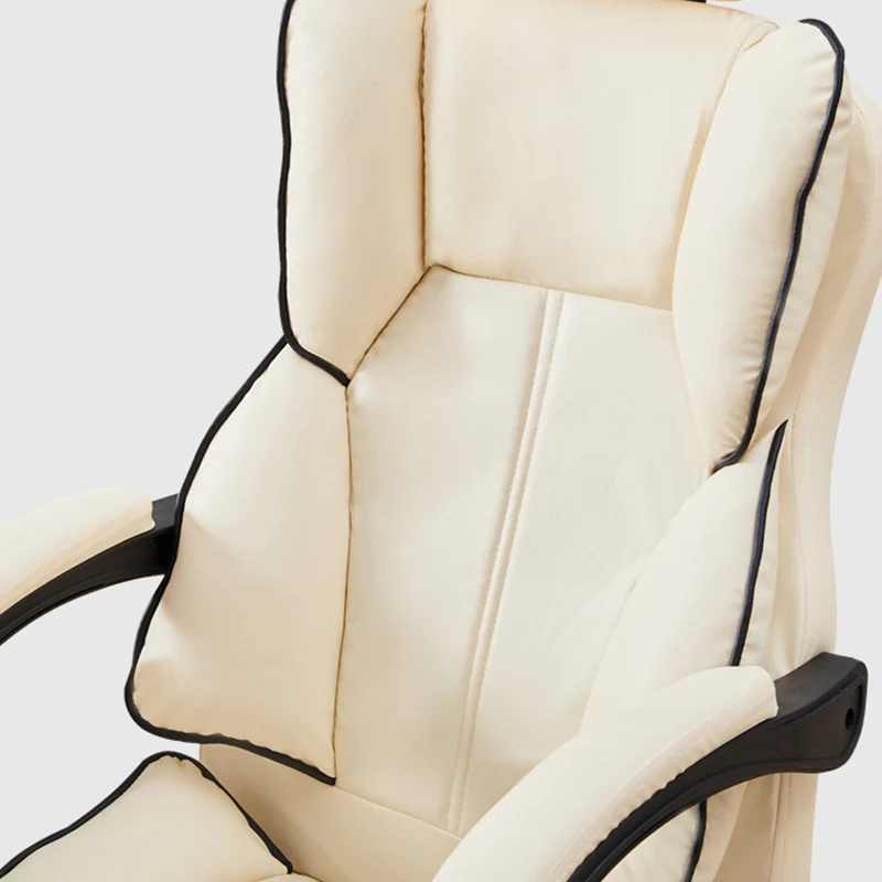 Modern Minimalist PU Leather & Stainless Steel S-Shaped Backrest Desk Chair With Adjustable Height & Swivel For Home Office