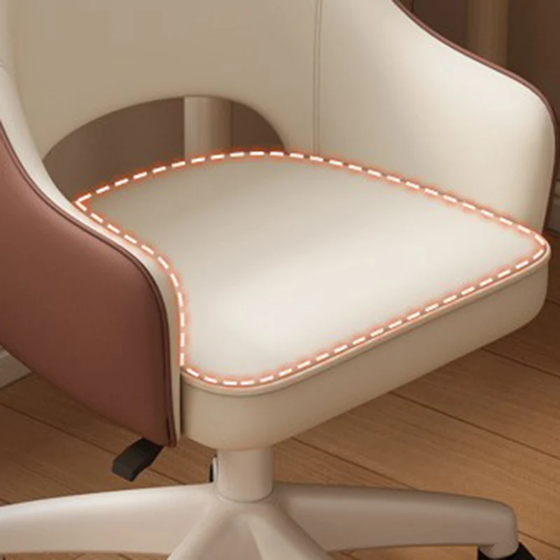 Modern Minimalist PU Leather, Metal & Nylon C-Curve Backrest Desk Chair With Armrest, Swivel & Adjustable Height For Home Office