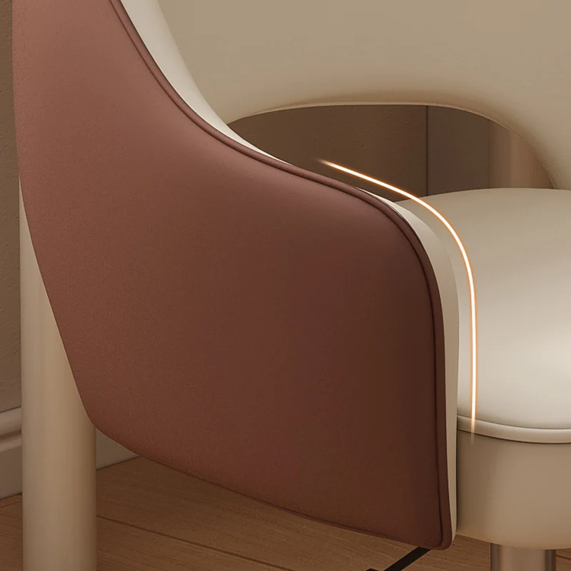 Modern Minimalist PU Leather, Metal & Nylon C-Curve Backrest Desk Chair With Armrest, Swivel & Adjustable Height For Home Office