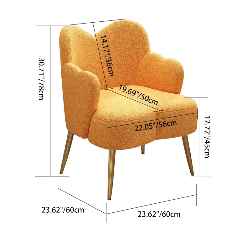 Contemporary Nordic Sherpa Fabric & Metal Curved Back Vanity Stool For Bedroom
