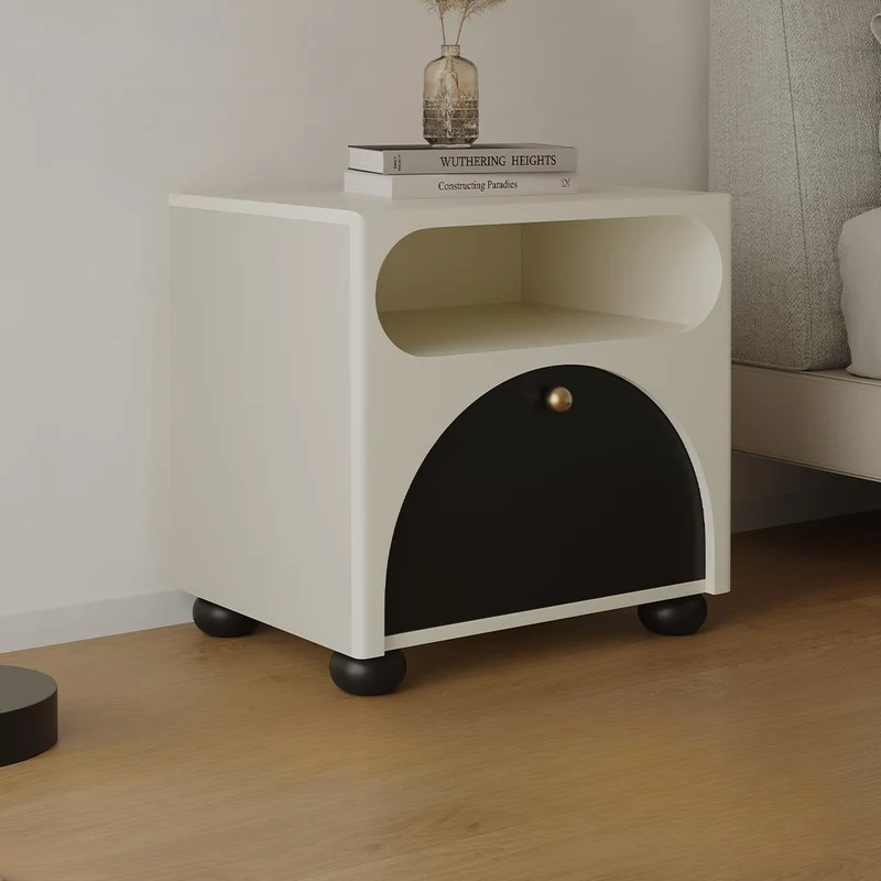 Contemporary Nordic Pine Wood Cube Nightstand 1-Drawer Dice Design For Bedroom