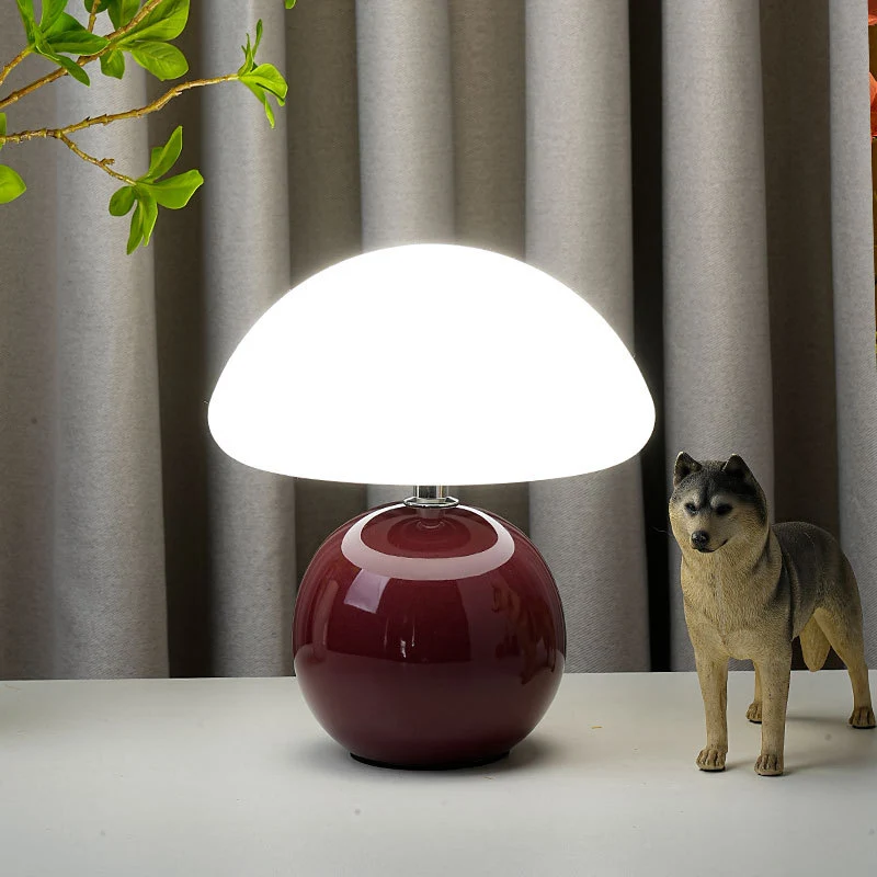 Modern Art Deco Ceramic & Rotational Molding Mushroom-Shaped LED Table Lamp For Bedroom & Living Room