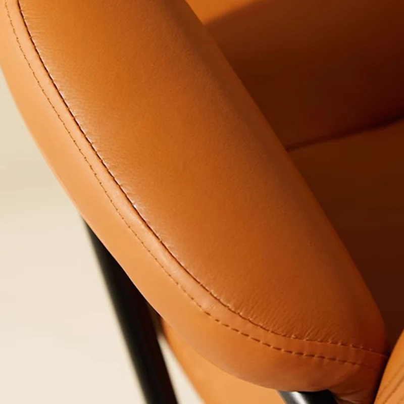 Modern Simplicity Cowhide PU Leather Metal Square Toast Liftable Swivel Desk Chair Backrest Armrest For Home Office