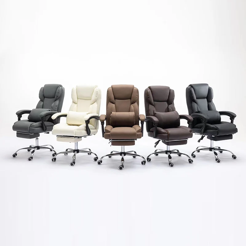 Contemporary Simplicity Faux Leather Steel Cotton Sponge Rectangular Desk Chair Backrest Armrest Footrest For Home Office
