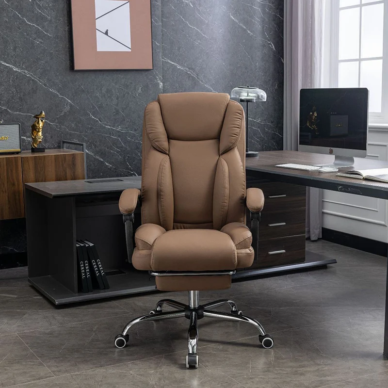 Contemporary Simplicity Faux Leather Steel Cotton Sponge Rectangular Desk Chair Backrest Armrest Footrest For Home Office