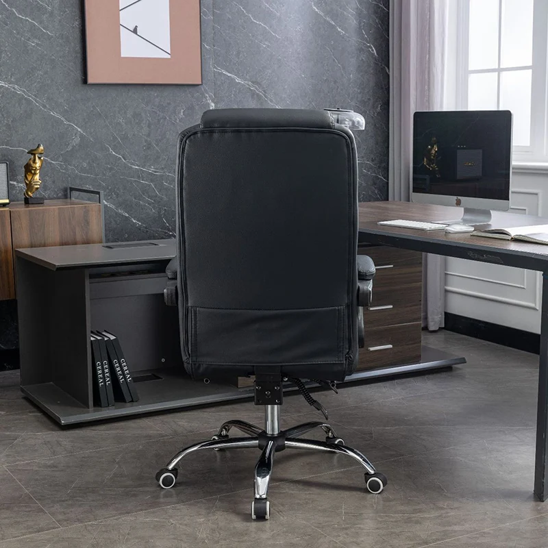 Contemporary Simplicity Faux Leather Steel Cotton Sponge Rectangular Desk Chair Backrest Armrest Footrest For Home Office
