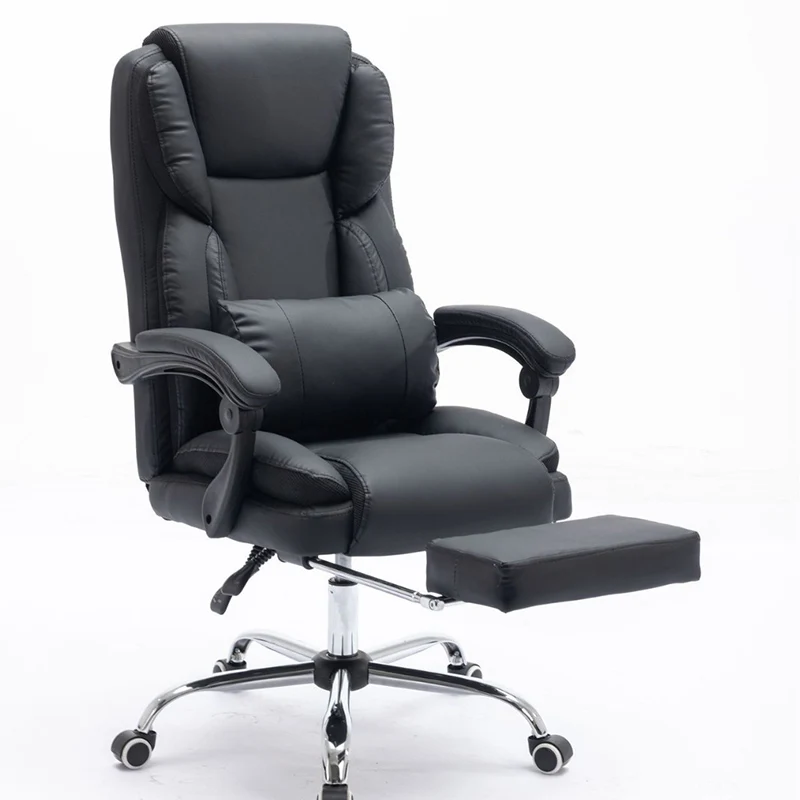 Contemporary Simplicity Faux Leather Steel Cotton Sponge Rectangular Desk Chair Backrest Armrest Footrest For Home Office