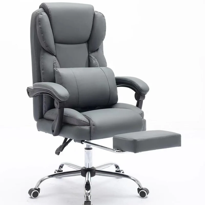Contemporary Simplicity Faux Leather Steel Cotton Sponge Rectangular Desk Chair Backrest Armrest Footrest For Home Office
