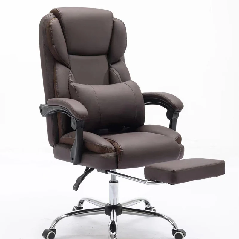 Contemporary Simplicity Faux Leather Steel Cotton Sponge Rectangular Desk Chair Backrest Armrest Footrest For Home Office