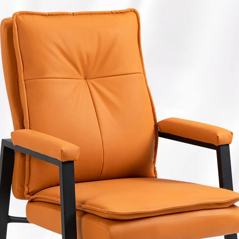 Modern Simplicity Faux Leather Carbon Steel Sponge Cotton Square Desk Chair Backrest Armrest For Study