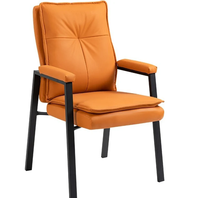 Modern Simplicity Faux Leather Carbon Steel Sponge Cotton Square Desk Chair Backrest Armrest For Study