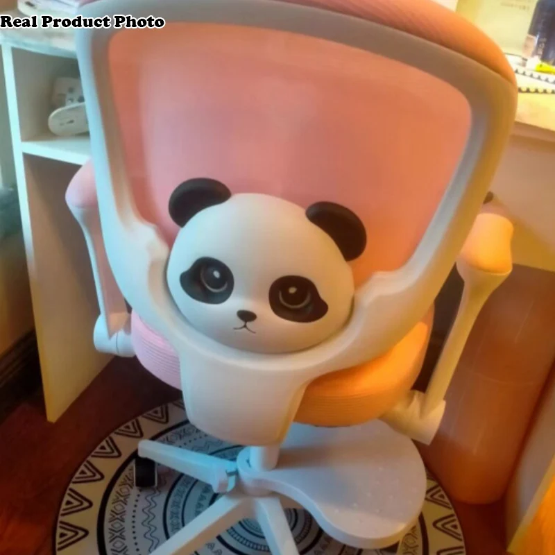 Contemporary Creative Kids Square Panda Mesh Fabric PP Hardware Desk Chair Backrest Armrest For Home Office
