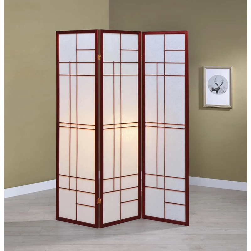 Coaster Furniture Katerina 900110 3-Panel Room Divider Folding Shoji Screen - Cherry
