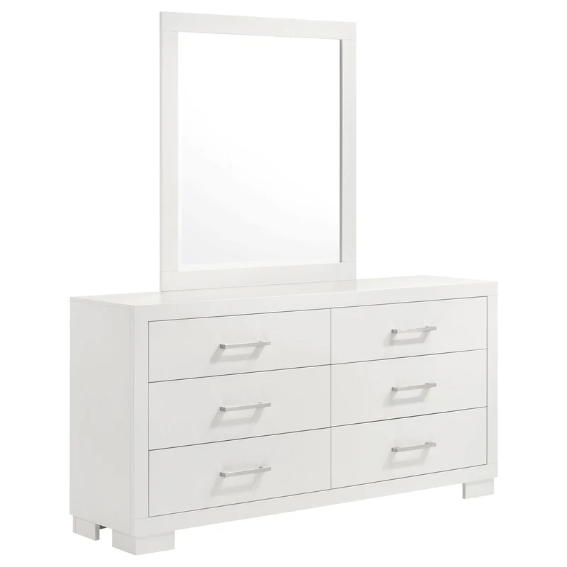 Coaster Furniture Jessica 202993M 6-Drawer Dresser with Mirror - Cream White