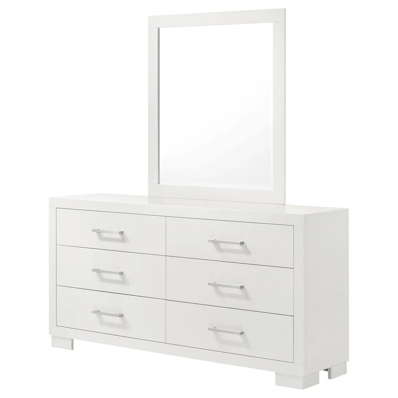 Coaster Furniture Jessica 202993M 6-Drawer Dresser with Mirror - Cream White