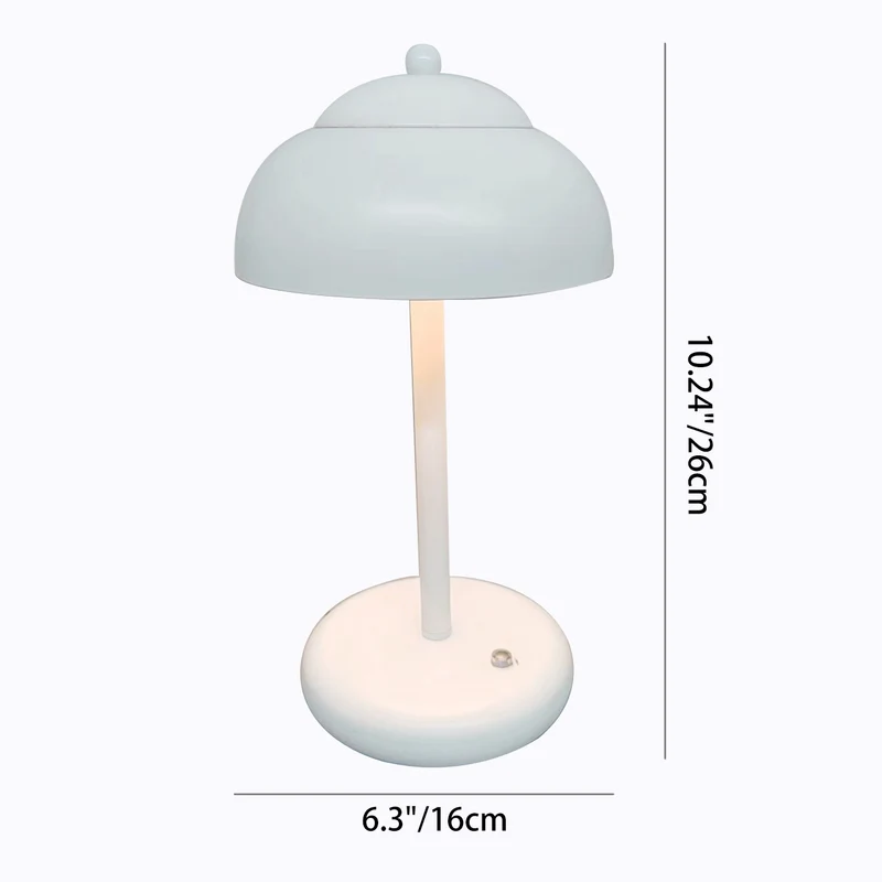 Modern Minimalist Rechargeable Iron Mushroom-Shaped LED Table Lamp For Bedroom And Living Room