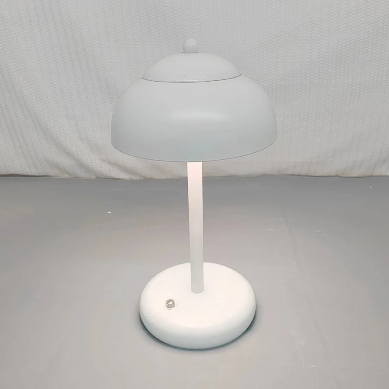 Modern Minimalist Rechargeable Iron Mushroom-Shaped LED Table Lamp For Bedroom And Living Room