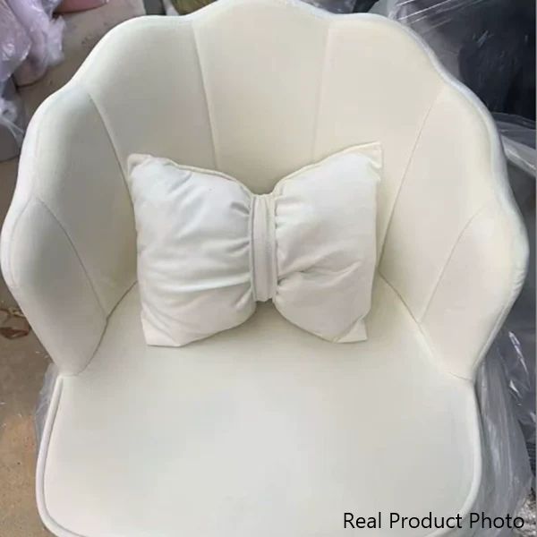Contemporary Creative Petal Carbon Steel Velvet Upholstered Vanity Stool Backrest Pillow For Dining Room