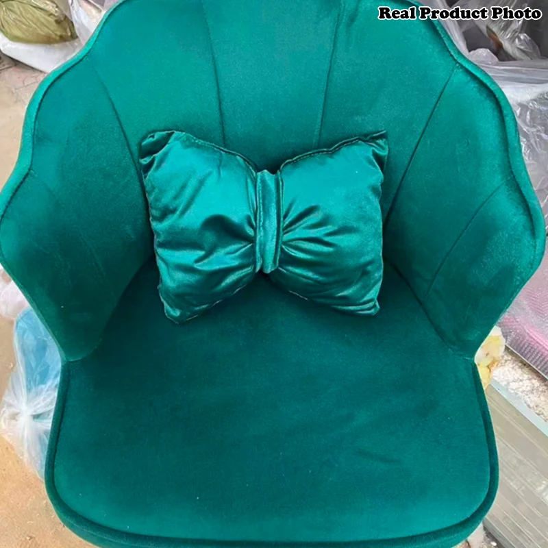 Contemporary Creative Petal Carbon Steel Velvet Upholstered Vanity Stool Backrest Pillow For Dining Room