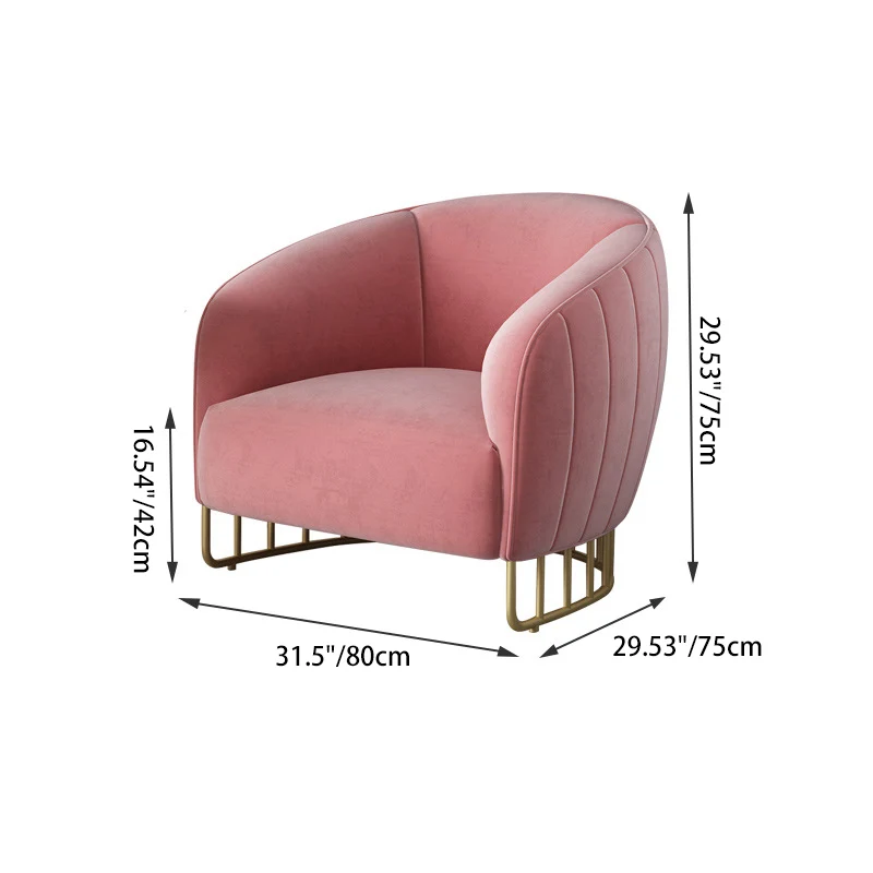 Contemporary Luxury Curved Velvet Upholstered Iron Accent Chair Backrest For Living Room