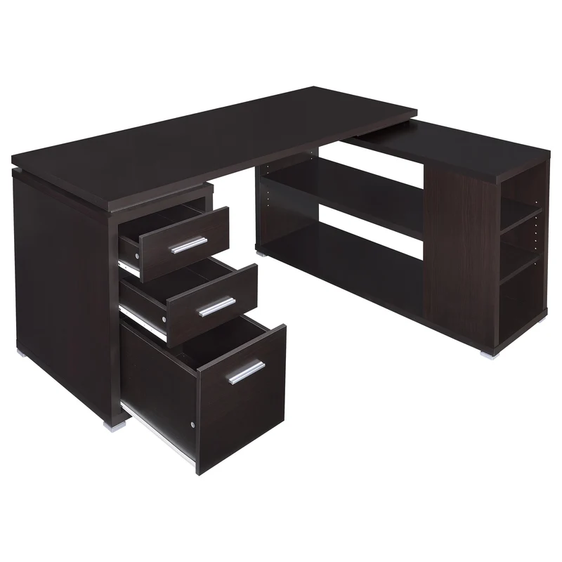 Coaster Furniture Yvette 800517 60-inch 3-Drawer L-Shape Computer Desk - Cappuccino