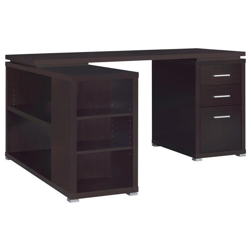 Coaster Furniture Yvette 800517 60-inch 3-Drawer L-Shape Computer Desk - Cappuccino