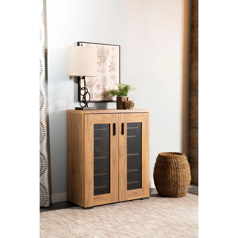Coaster Furniture Bristol 951107 6-shelf Engineered Wood Shoe Cabinet - Golden Oak