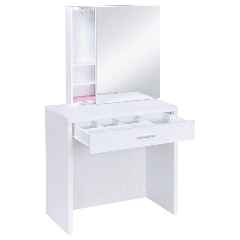 Coaster Furniture Harvey 300290 Vanity Set with Lift-Top Stool - White