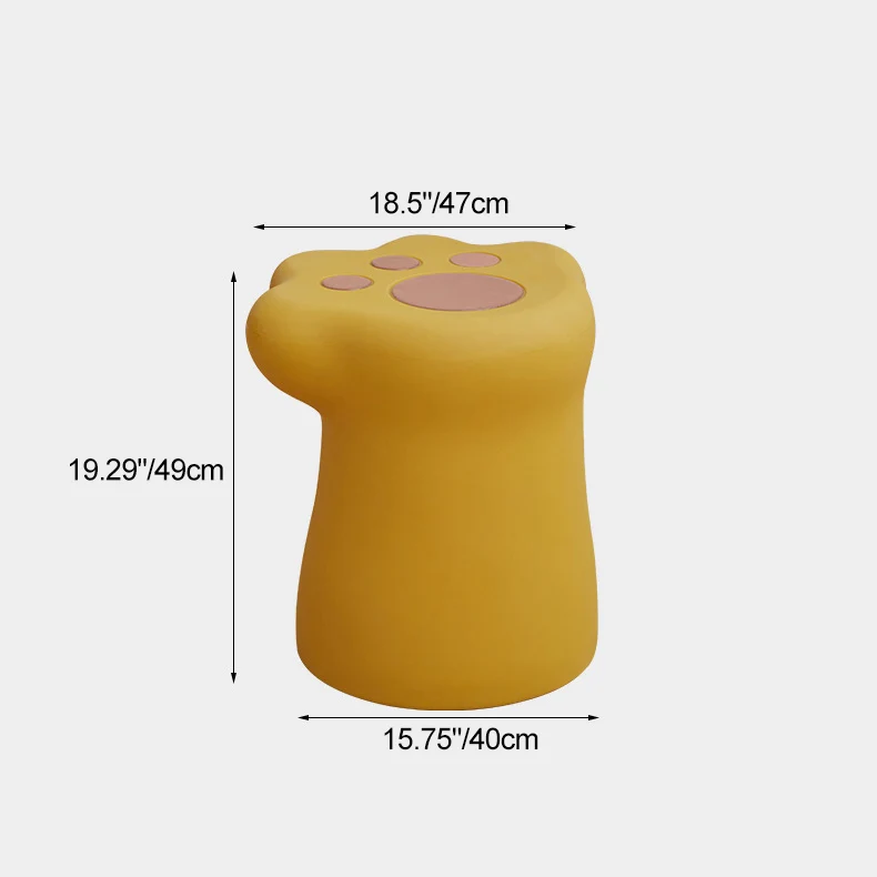 Contemporary Nordic Cylindrical Cat Paw Shape PE Side Table Low Stool Chair For Living Room