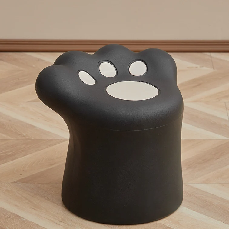 Contemporary Nordic Cylindrical Cat Paw Shape PE Side Table Low Stool Chair For Living Room
